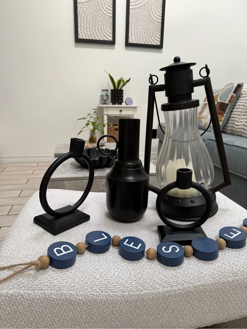 Black Decorative Lantern and Candle Holder Set - Home Accents